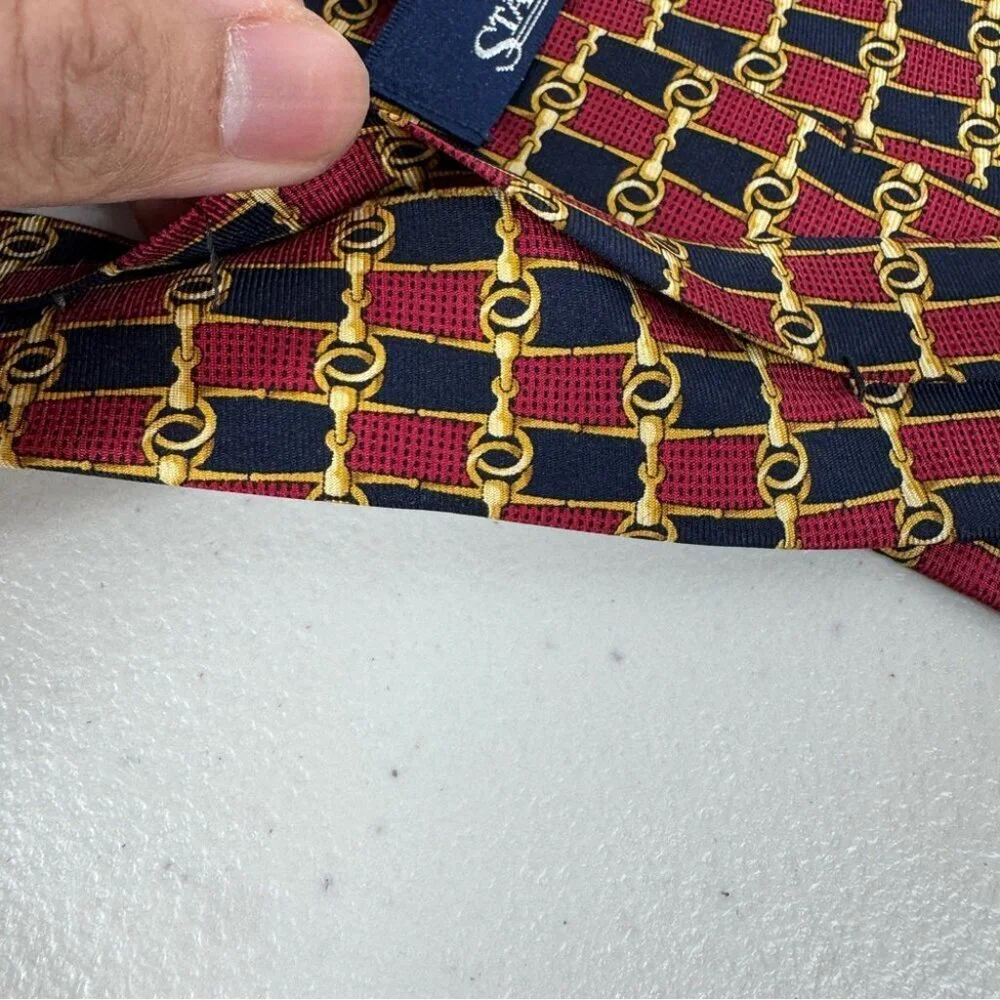 Stafford Silk Chain Link Tie Red Navy Gold Classic Men's Designer Necktie